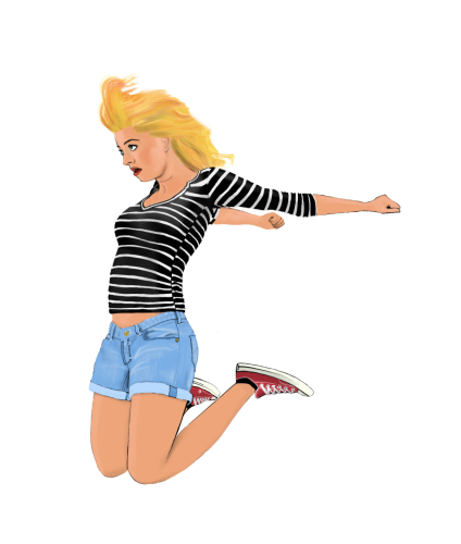 Drawing of Jumping Action Pose